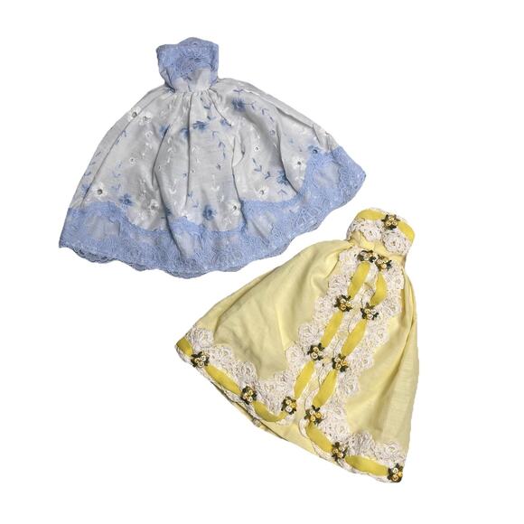 Vintage Handmade Barbie Dress Lot Southern Belle Yellow Blue Gowns OOAK - Picture 1 of 14